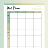 Weekly Meal Prep Template PDF - Forrest Color Scheme