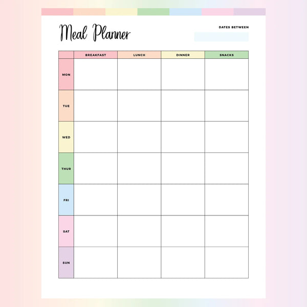 Weekly Meal Prep Template PDF - Page Overview