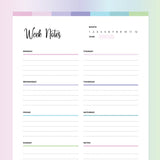 Weekly Note Taking Template PDF - Fruity Color Scheme