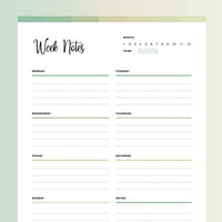 Letter Note Taking Weekly Note Taking Template PDF | A4 & US Letter Sizes | Instant ...