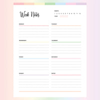 Weekly Note Taking Template PDF - Page Overview