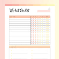 Workout Checklist PDF - Flame Color Scheme