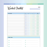 Workout Checklist PDF - Ocean Color Scheme