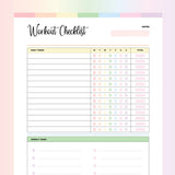 Workout Checklist PDF - Rainbow Color Scheme