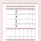 Workout Log PDF - Pink