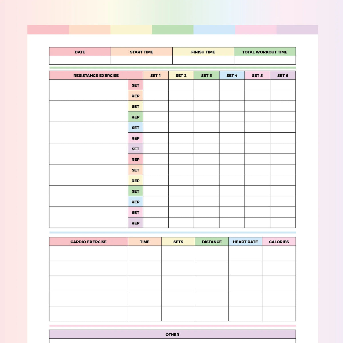Exercise Chart Template