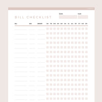 Bills To Pay Checklist Editable - Brown