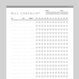 Bills To Pay Checklist Editable - Grey
