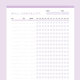 Bills To Pay Checklist Editable - Lavendar