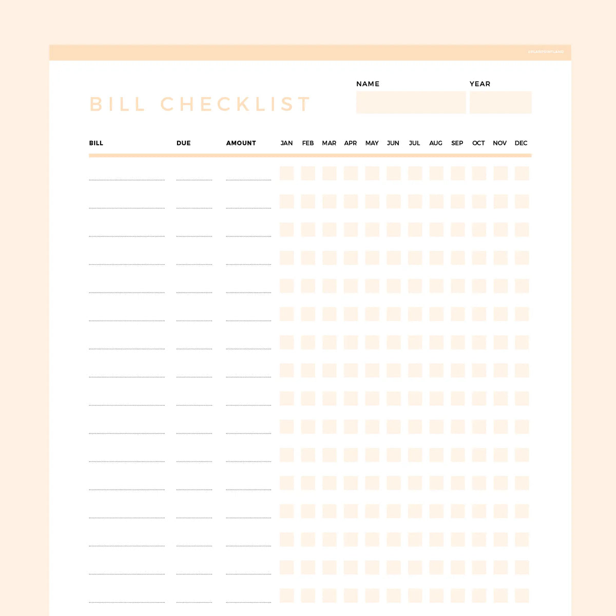 Bills To Pay Checklist Editable | Instant Download Fillable PDF | A4 ...