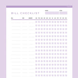 Bills To Pay Checklist Editable - Purple