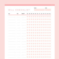 Bills To Pay Checklist Editable - Red