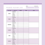 Blood Sugar Tracker Editable - Purple