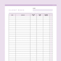 Client Book Template Editable - Lavendar