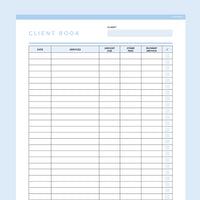 Client Book Template Editable - Light Blue