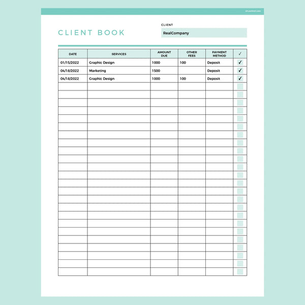 Client Book Template Editable