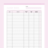 Client Book Template Editable - Pink
