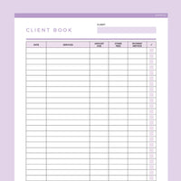 Client Book Template Editable - Purple