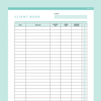 Client Book Template Editable - Teal