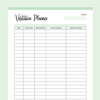 Co-Parenting Visitation Log and Planner Printable - Green