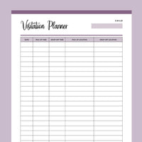 Co-Parenting Visitation Log and Planner Printable - Purple
