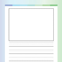 Colorful Draw and Write Paper - Green and Blue Rainbow