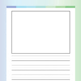 Colorful Draw and Write Paper - Green and Blue Rainbow