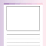 Colorful Draw and Write Paper - Pink and Purple Rainbow