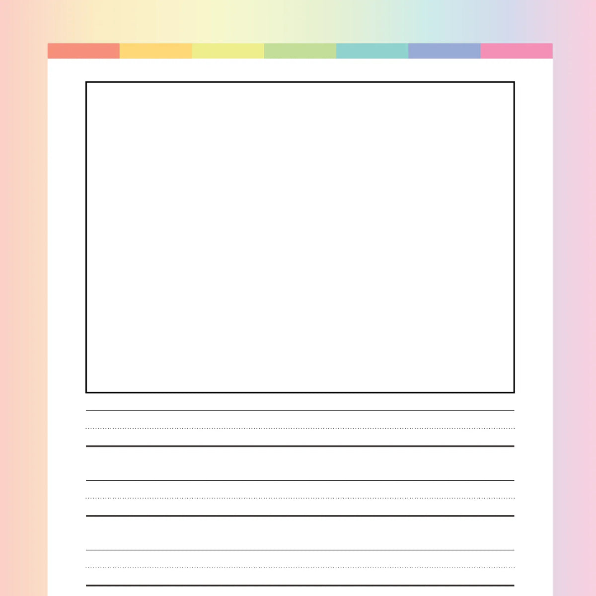 Color Drawdown Colorful Draw and Write Paper | Instant Download PDF | A4 and US Letter ...