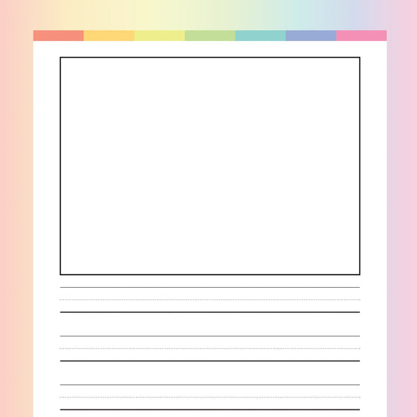 Colorful Draw and Write Paper, Instant Download PDF