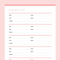 Contact List Template Editable - Red