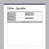 Customer Information Template For Cleaning Business - Grey
