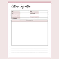 Customer Information Template For Cleaning Business