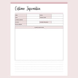 Customer Information Template For Cleaning Business