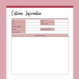 Customer Information Template For Cleaning Business - Red