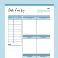 Printable Daily Caregiving Log - Blue