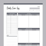 Printable Daily Caregiving Log - Grey