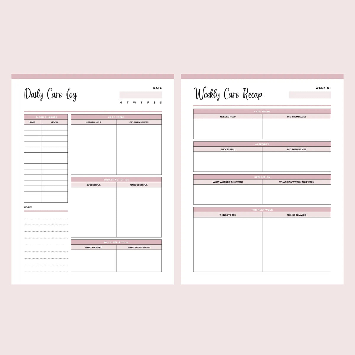 Printable Daily Caregiving Log Instant Download Pdf A4 And Us Letter Plan Print Land 5030