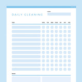 Daily Cleaning Checklist Editable - Dark Blue