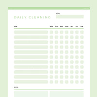 Daily Cleaning Checklist Editable - Green