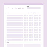 Daily Cleaning Checklist Editable - Lavendar