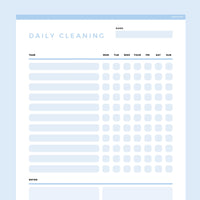 Daily Cleaning Checklist Editable - Light Blue