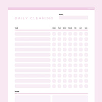 Daily Cleaning Checklist Editable - Pink