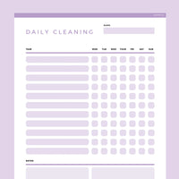 Daily Cleaning Checklist Editable - Purple