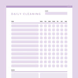 Daily Cleaning Checklist Editable - Purple