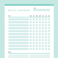 Daily Cleaning Checklist Editable - Teal