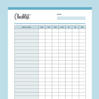 Daily Cleaning Checklist Printable - Blue