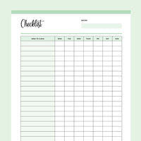 Daily Cleaning Checklist Printable - Green