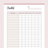 Daily Cleaning Checklist Printable - Pink