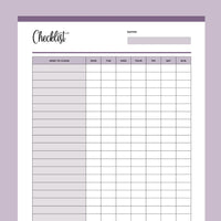Daily Cleaning Checklist Printable - Purple